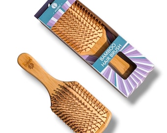 Bamboo Paddle Hair Brush, Eco Friendly Sustainable Wooden Massage Hairbrush