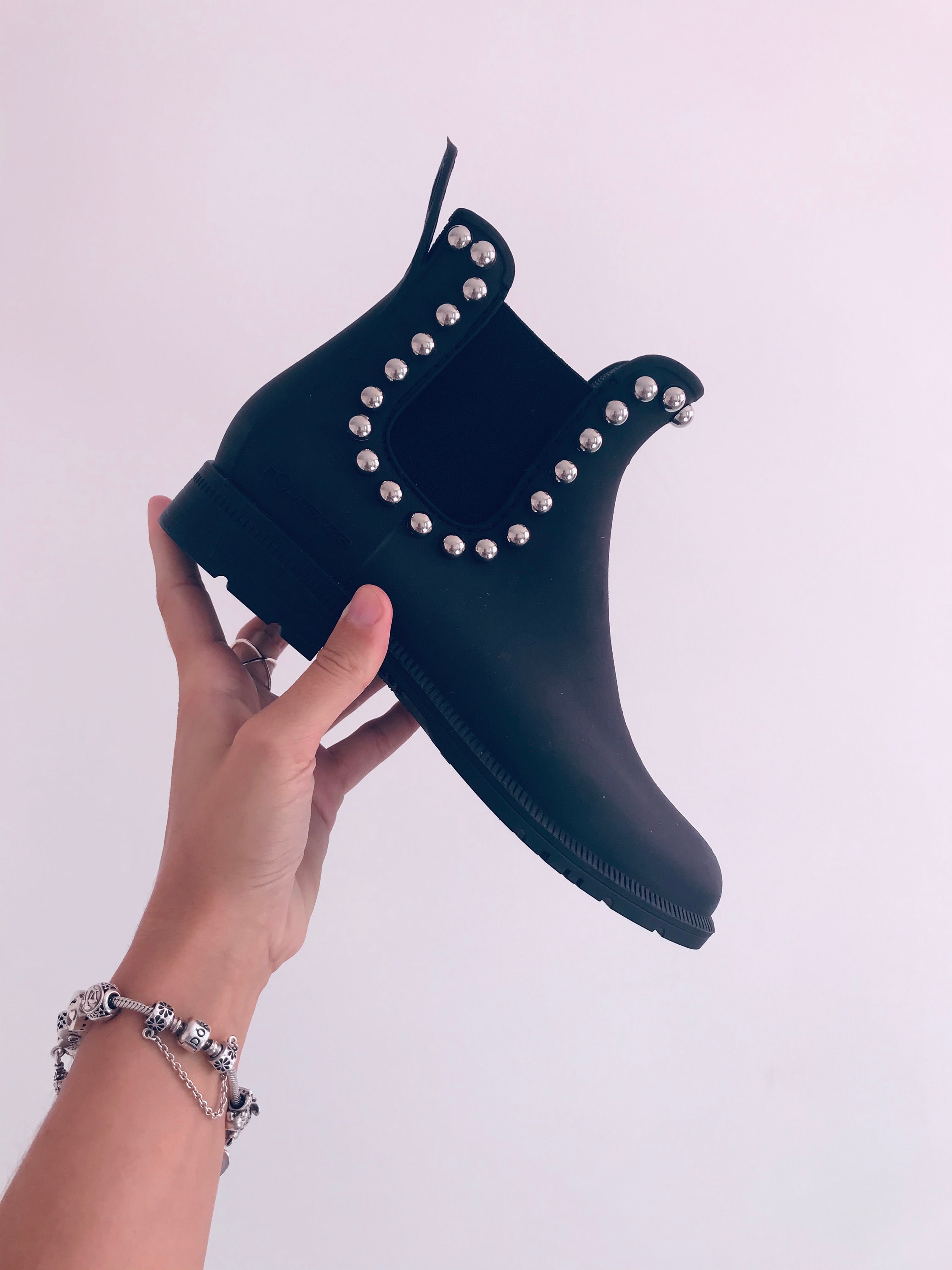 black ankle wellies