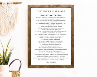 The Art of Marriage Poem Sign, Marriage Quotes, Personalized Wedding Gift for Couple, Anniversary Gift, Couple Gift