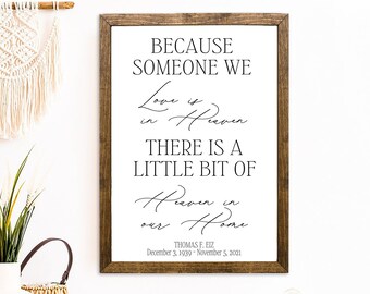 Because Someone We Love in Heaven, personalized memorial sign