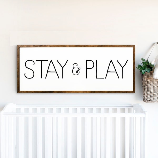 Playroom Decor - Play Sign -Let's Just Play - Let's Play Sign - Play Room Wall Decor - Play Sign For Playroom - Stay And Play - Playroom