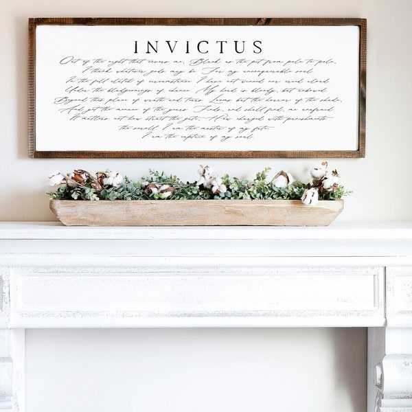 Invictus Poem, Inspirational Sign | Dorm Decor Wall Art | Inspirational Quote Wall Art Decor for Living Room Sign