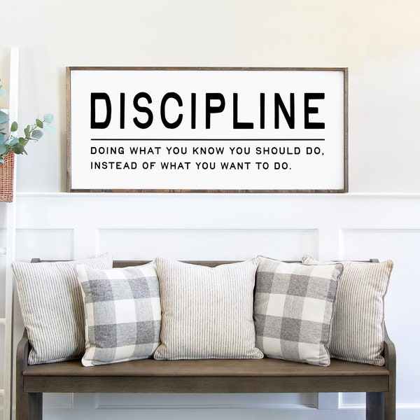 Definition of Discipline sign | Inspirational Decor | Office Decor | Motivational Reminder | Gym Decor | Workout Room Wall Decor