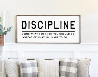 Definition of Discipline sign | Inspirational Decor | Office Decor | Motivational Reminder | Gym Decor | Workout Room Wall Decor