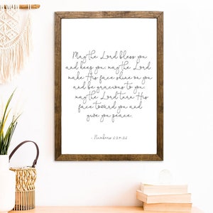 Scripture Sign - May the Lord bless you and keep you - Wall Decor - Farmhouse Wall Decor - Numbers 6:24-26 - Bless this home - Wooden Signs