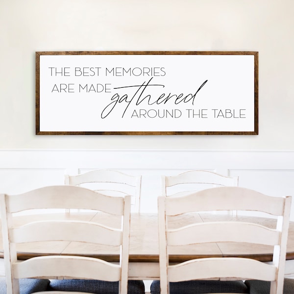 The Best Memories are Made Gathered Around the Table Sign - Dining Room Wall Art - Home Decor - Dining Room Sign, Dining Room Wall Art