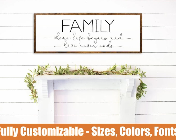 Family Quote Wood Sign - Modern Farmhouse Decor