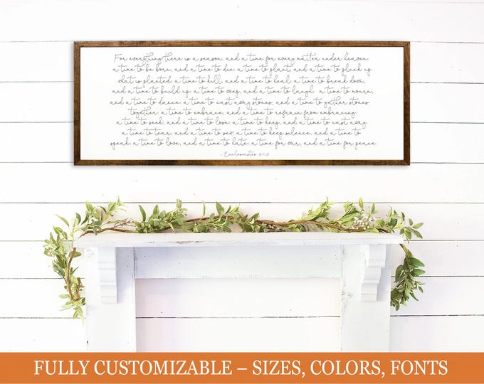 Ecclesiastes 3:1–2 Scripture Sign | “For Everything There Is a Season” Wall Art
