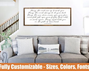 May the Road Rise Up, Irish Blessing Wood Sign