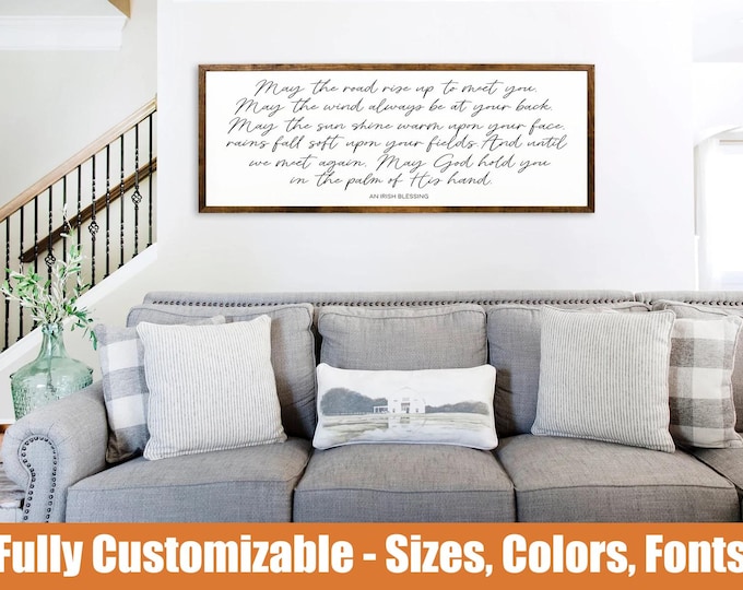 May the Road Rise Up, Irish Blessing Wood Sign