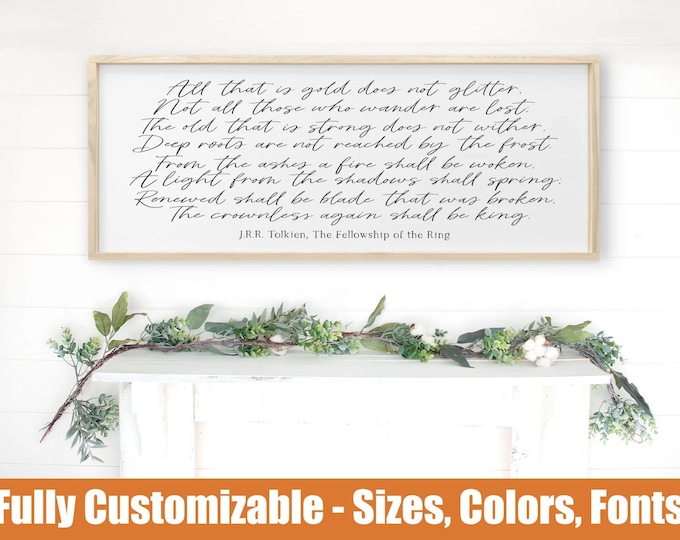 All That Is Gold Does Not Glitter, Tolkien wooden sign