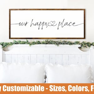Our Happy Place Wood Sign | Cozy Farmhouse Home Decor