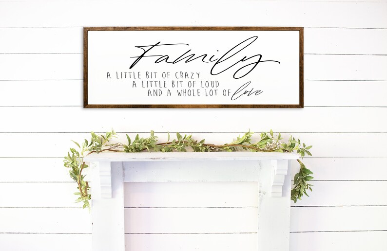 Family little bit crazy a little bit of loud a whole lot of love Wood Sign Home Decor Living Room Wall Ary Living Room Decor Signs image 1