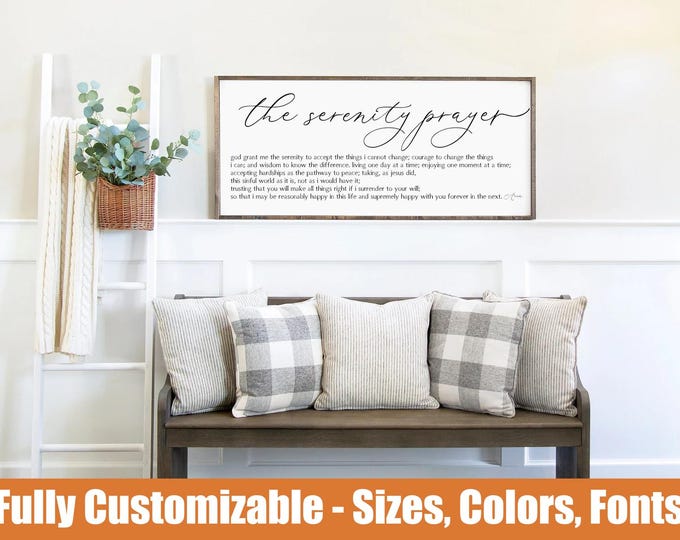 Serenity Prayer wooden sign, custom farmhouse wall decor