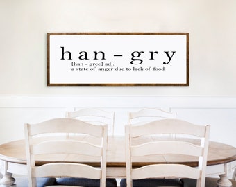 Hangry - Funny Kitchen Sign - Kitchen Signs - Funny Definition - Farmhouse Kitchen Signs - Wooden Signs - Kitchen Decor - Modern Farmhouse