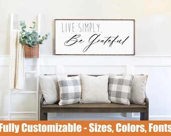 Live Simply Be Grateful Wooden Sign, Farmhouse entryway wall decor