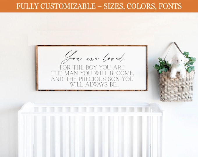 You Are Loved” Wood Sign | Inspirational Son Bedroom Decor & Nursery Gift