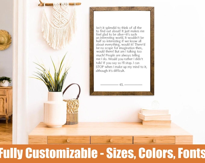 Book Page Inspirational Wall Art, Quote Makes Me Feel Glad To Be Alive | Sign above couch Book Lover