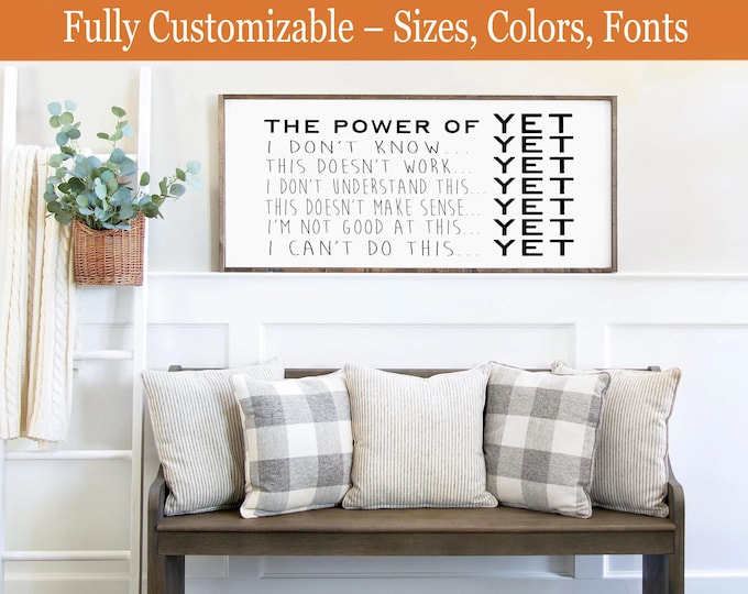 The Power of Yet, Growth Mindset Classroom Sign