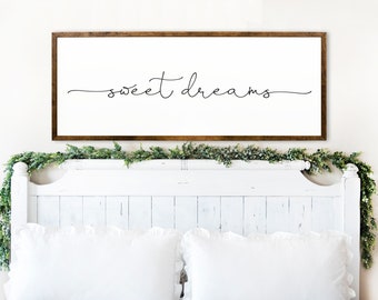 Sweet Dreams - Bedroom Signs - Above Bed Decor - Wood Signs Framed Wall Art - Bedroom Wall Decor - Above Bed Signs - Bedroom Wall Art