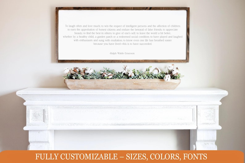 Inspirational Emerson Wood Sign | “To Laugh Often and Love Much” Quote Wall Art Bild 1