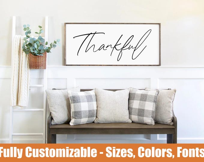 Thankful wooden sign, farmhouse entryway wall decor