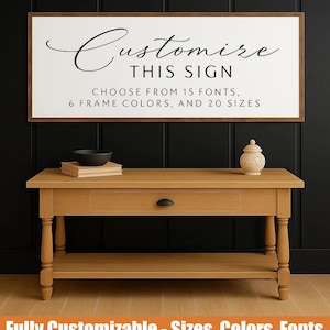 Customizable Wooden Sign – Choose Fonts, Frame Colors & Sizes – Personalized Home Decor