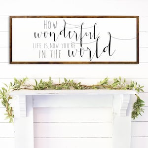 How Wonderful Life Is Framed Sign | Whimsical Lyric Wall Art