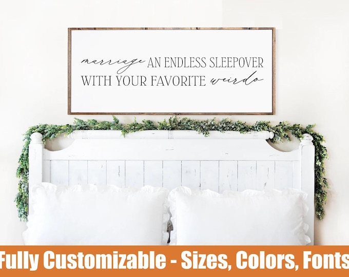 Marriage Endless Sleepover, funny couple bedroom sign