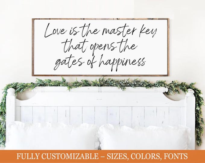 Love is the master key, romantic bedroom wooden sign