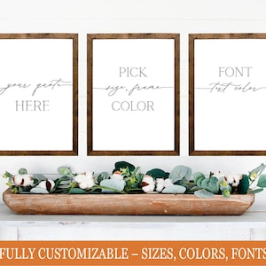 Set of 3 Custom Quote Signs – Personalized Farmhouse Decor with Rustic Wood Frames