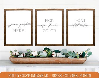 Set of 3 Custom Quote Signs – Personalized Farmhouse Decor with Rustic Wood Frames