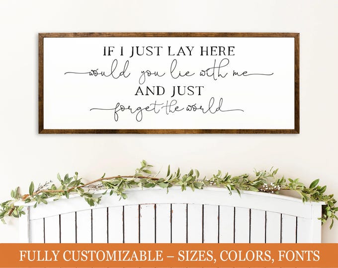 Song Lyric Wood Sign – ‘If I Just Lay Here’ – Romantic Bedroom Decor