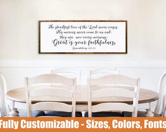 Lamentations 3:22–23 Sign – Christian Wall Decor, Steadfast Love Bible Verse Art