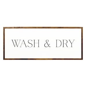 Wash & Dry Laundry Room Sign, Rustic Farmhouse Wood Decor