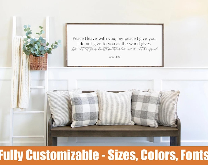 John 14:27 Peace I leave with you wooden sign, farmhouse Christian decor