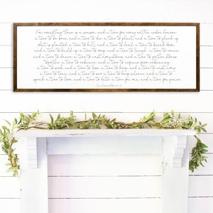 Ecclesiastes 3:1-8 - Bible Verse Sign - Living Room Wall Decor - Wood Signs - Wood Wall Art - Christian Signs - Framed Signs - Home Sign