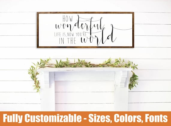 How Wonderful Life Is Framed Sign | Whimsical Lyric Wall Art