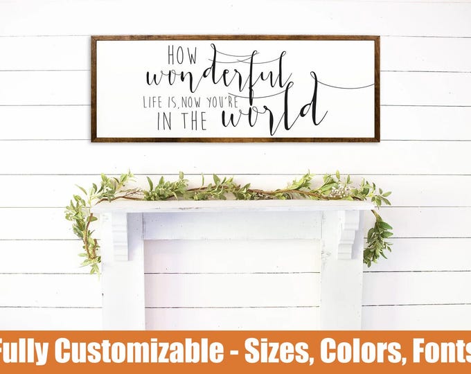 How Wonderful Life Is Framed Sign | Whimsical Lyric Wall Art