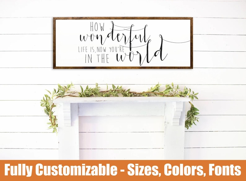 How Wonderful Life Is Framed Sign | Whimsical Lyric Wall Art image 1