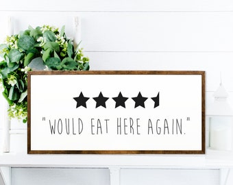 Would Eat Here Again Wooden Sign - Kitchen Decor - Wood Quote Sign - Funny Kitchen Signs - Kitchen Wooden Sign -Funny Gift For Mom-Farmhouse