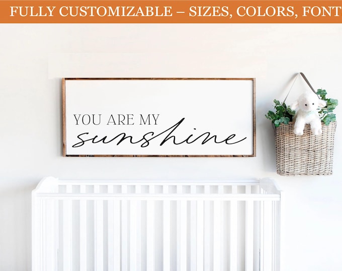 You Are My Sunshine Sign – Rustic Nursery Decor, Farmhouse Wooden Wall Art