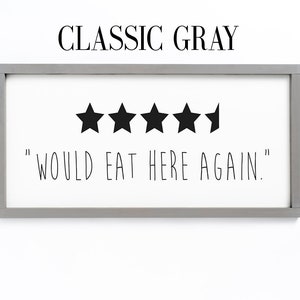 Może przedstawiać: Szklana ramka z pięcioma gwiazdkami i tekstem "WOULD EAT HERE AGAIN."