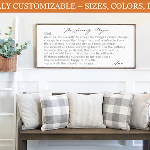 Serenity Prayer Wood Sign – Christian Wall Decor, Farmhouse-Style Inspirational Art