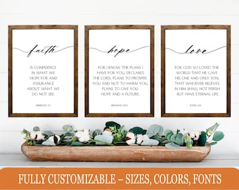 Faith Hope Love Scriptures, Christian wall sign set