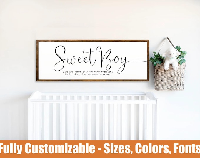 Sweet Boy Nursery Sign - Farmhouse Baby Room Decor