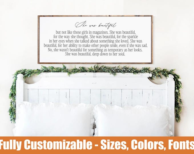 She Was Beautiful, wooden farmhouse sign