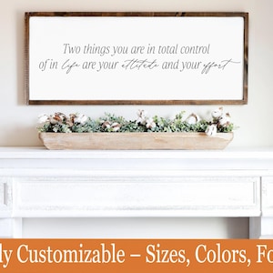 Attitude and Effort Sign – Motivational Wooden Wall Art – Rustic Home or Office Decor
