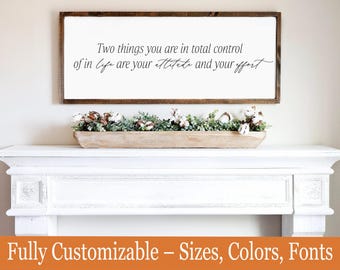 Attitude and Effort Sign – Motivational Wooden Wall Art – Rustic Home or Office Decor