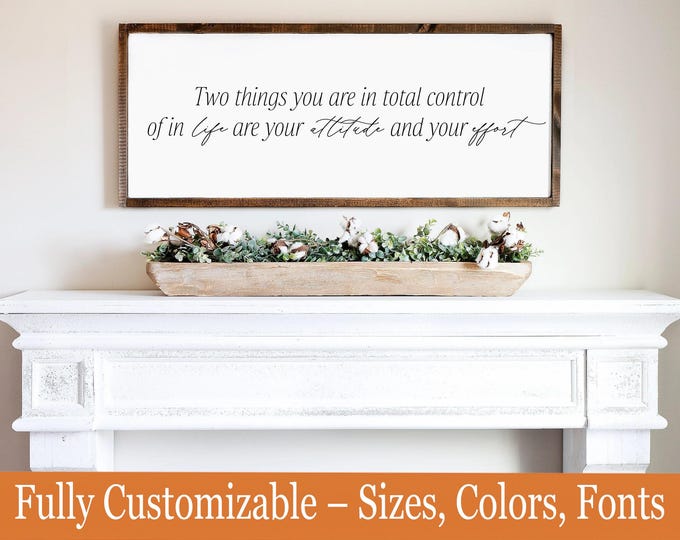 Attitude and Effort Sign – Motivational Wooden Wall Art – Rustic Home or Office Decor